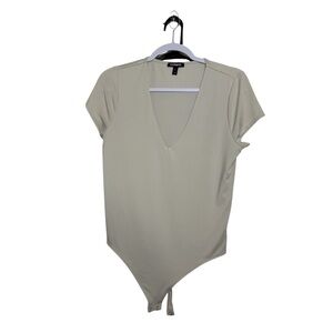 Express Cream V-Neck Bodysuit